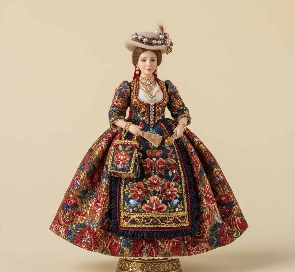 Detailed figurine in traditional dress with accessories
